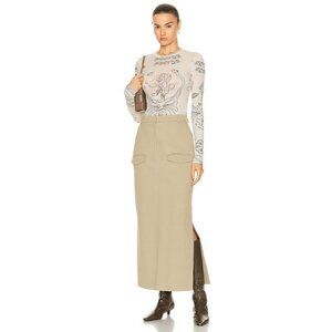 NANUSHKA Edena Skirt in Pebble Large New Womens Long Maxi Chinos Khaki